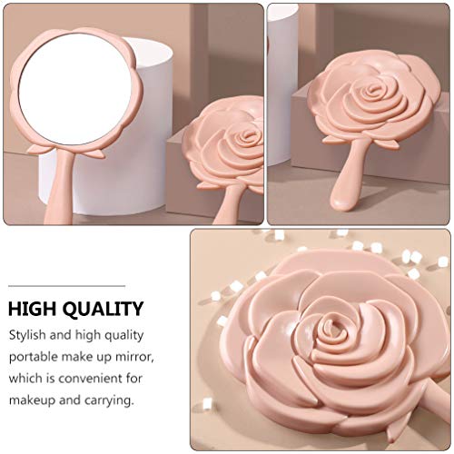 FRCOLOR 2Pcs Handheld Maquiagem Rose Flor Em Forma de Espelhos Cosméticos Espelhos Espelhos De Cabel