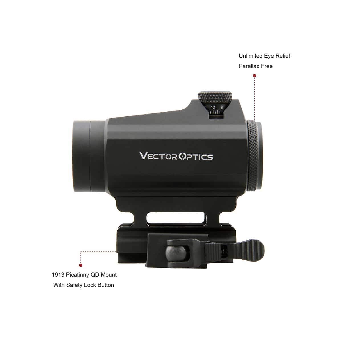 Vector Optics SCRD-12II Maverick-II 1x22 Genii Rotpunkt Visiera per sport, airsoft e caccia, fucile ad aria compressa, visiera riflettente, Red Dot
