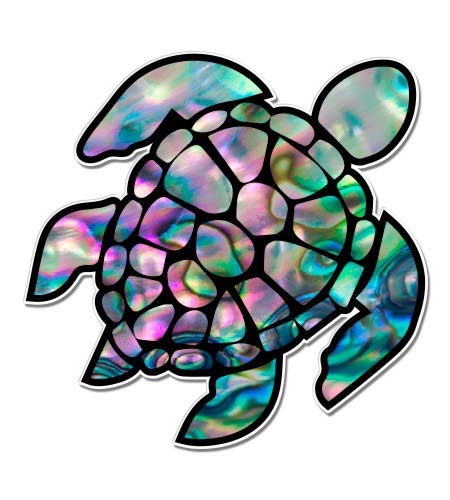 GT Graphics Sea Turtle Natural Shell Pearl Texture Green Purple - 5" Vinyl Sticker - for Car Laptop I-Pad - Waterproof Decal