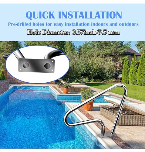 Pasamanos de acero inoxidable con tornillos autorroscantes para un acceso seguro y estabilidad en piscinas y jardines