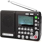 Retekess TR102 Shortwave Radio Portable AM FM Radio MP3 Player Support TF Card Digital Record Sleep Timer and Rechargeable Battery(Black)