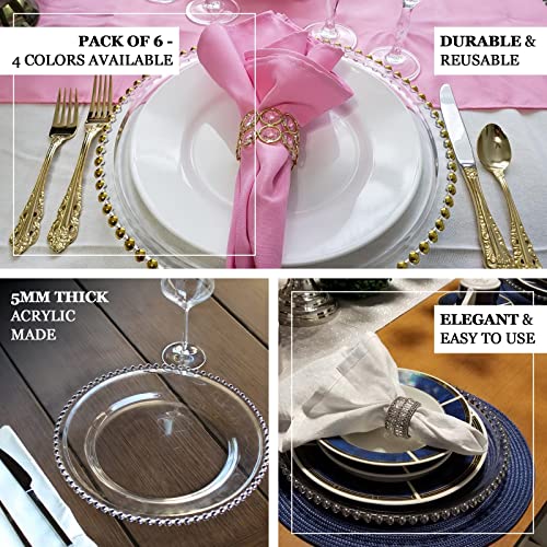 Pack de 6 platos acrílicos negros con borde plateado 13" miniatura 4