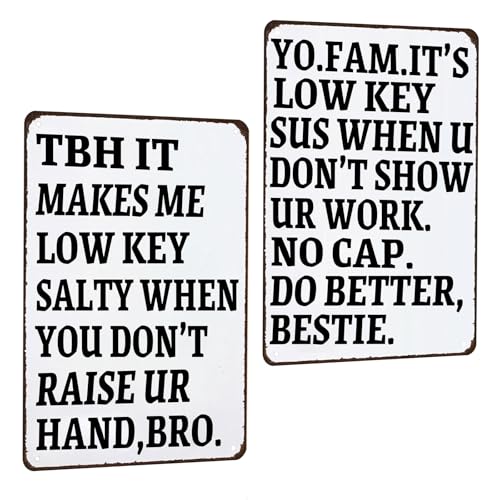 Student Teacher Gift Tin Sign 2 Pack:Funny Math/Science/Chemistry/History Class It's