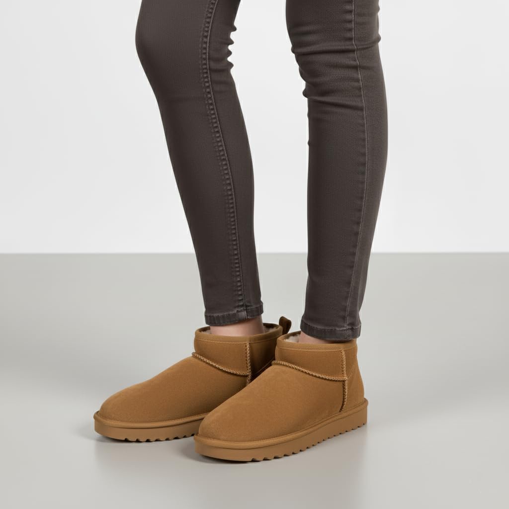 CUSHIONAIRE Hip-3 Genuine Suede Leather Ankle Boots for Women – Pull On Cozy Faux Fur Boots Womens Shoes with Comfortable Memory Foam - Image 7