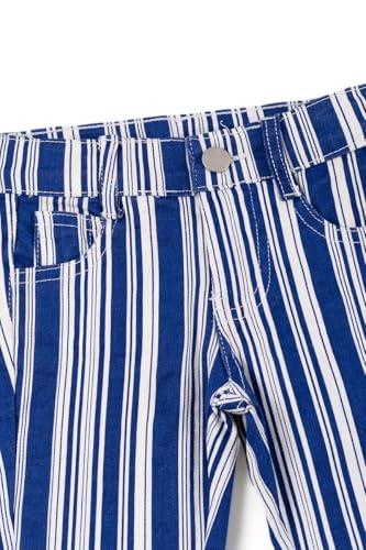 Vertical Stripe on Blue Bootcut Denim Pants.2