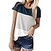 Produktbild Hevoiok Damen Kurzarm-Shirt Oberteile Sexy Dreifacher Farbblock Streifen Bluse Neu Frühling Sommer T Shirt Frauen Casual Locker Beiläufig Tanktops (Marine, L)