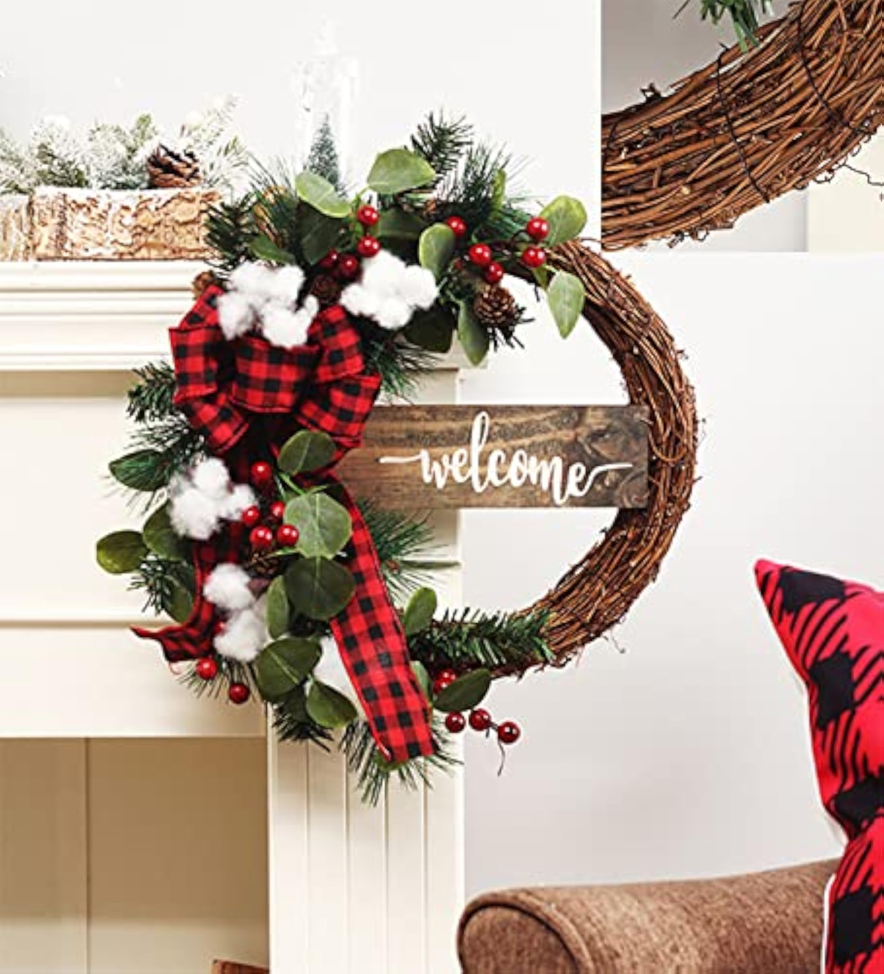 4 Pcs Wooden Grapevine Wreath, Rustic Decor