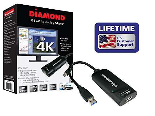 Diamond Multimedia USB 3.0 to DisplayPort 4K UHD (Ultra-High-Definition) Video Graphics Adapter for Multiple Monitors up to 3840x2160 (DisplayLink DL-5500 Chipset - Supports Windows 10, 8.1, 8, 7) (BVU5500)