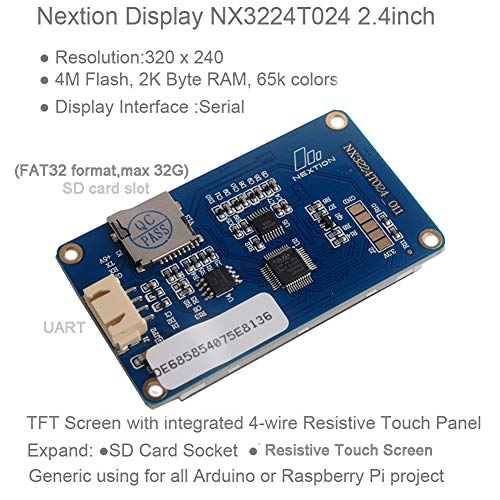 Image of Nextion 2.4 inch HMI Display NX3224T024 Touchscreen LCD Module 320x240 | DIYmalls Nextion 2.4 inch HMI Display NX3224T024 Resistive Touch Screen LCD Module for Arduino ESP32 Development Board
