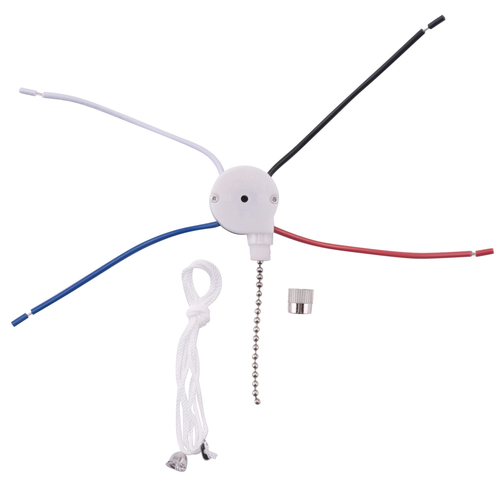 Lampe ersetzen, Deckenventilator-Zugschalter ZE-208S, 3 Geschwindigkeiten, 4 Drähte, Silberweiß, 6 A, 125 VAC, 3 A, 250 VAC