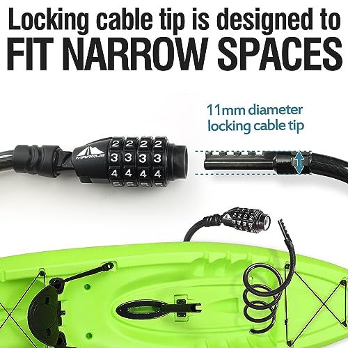 MARQUE Combination Bike Lock Cable- 3/8 inch (5FT, 10FT, 15FT, 25FT) Resettable Combination Lock, Anti-Theft Coiled Secutiry Cable for Bicycles, Kayaks, Paddle Boards, Gates&Outdoor Gear (5 FT) - Thumbnail 2