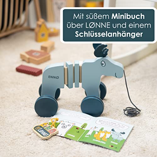HEJ LØNNE Nachziehspielzeug ab 1 Jahr - Nachziehtier aus Holz - Schiebespielzeug - Fördert Motorik und Koordination - Kinder Spielzeug ab 1 Jahr - Motorikspielzeug