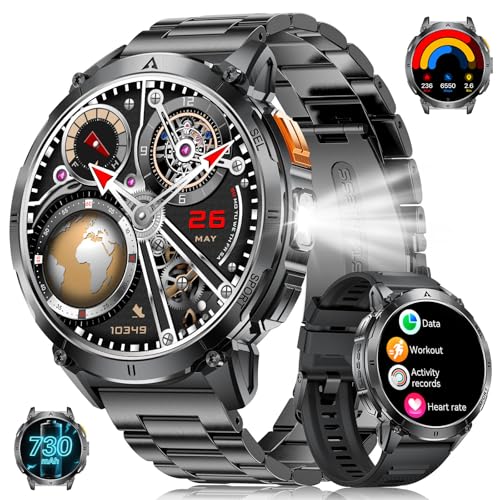 Orologio Smartwatch Uomo Militare con Luce a LED, Display AMOLED...