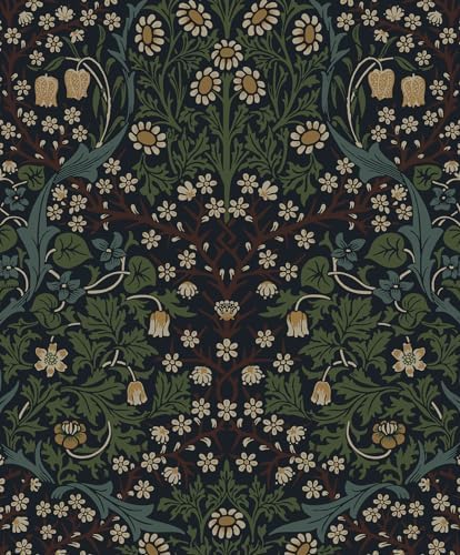NextWall Victorian Garden Floral Peel and Stick Wallpaper (Midnig...