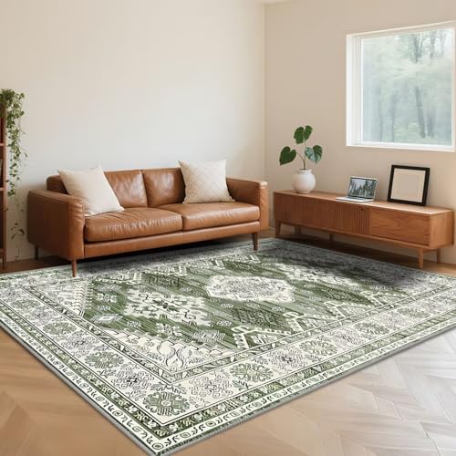 RUGMRZ Alfombras Habitacion Lavable Lavadora 160X230cm,Fácil de Limpiar Tradición Retro Verdepara Salón,Comedor,Pasillo