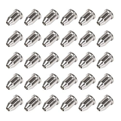 Yibuy 30pcs ギターストリングフェルール 弦取り付けブッシング スルーボディ エレキギター用 11x8mm 金属製 クローム