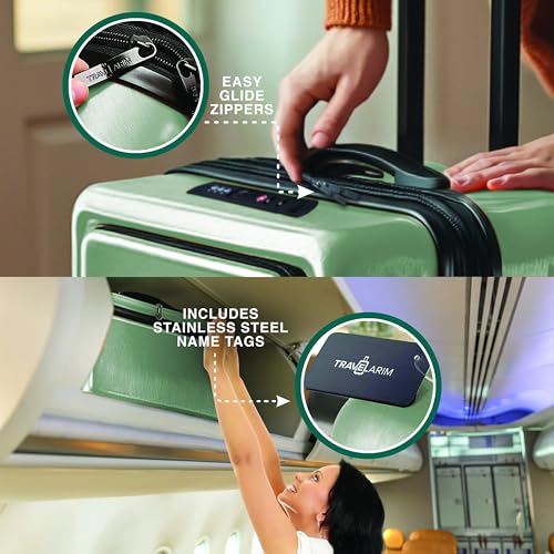 Image of Luggage Sets 2 Piece, 24 Inch Suitcase and 28 Inch Luggage with Spinner Wheels, Durable Hard Shell Suitcase Set, Expandable Travel Suitcases with Wheels, Sage Green