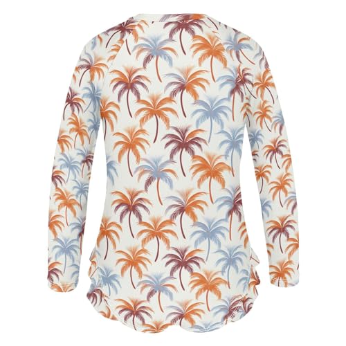 Tropical Palm Tree Girls Long Sleeve Swimsuit UPF 50+ Rashguard Swimwear One Piece Bathing Suit for 3-12 212174892