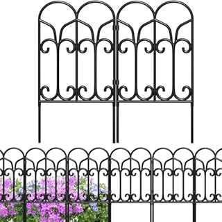 Amagabeli Garden Home Dekoracyjne ogrodzenie ogrodowe, 5 szt., 46 cm x 229 cm, metalowa granica ogrodowa, na zewnątrz, nierdzewne, krajobraz, ogrodzenie z drutu z kutego żelaza, składana, bariera,