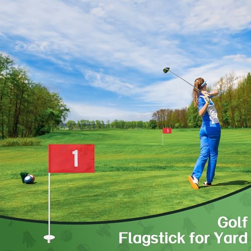 Golf Flag Poles for Putting Green, Golf Flagstick 6 FT for Yard, Golf Pin Flag for Driving Range, 2 Pack