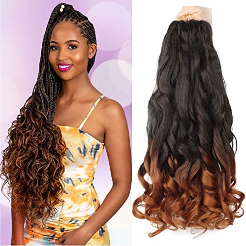 Hayalisha 8 Pack French Curl Braiding Hair 22 inch Pre Stretched Bouncy Braiding Hair Easy Braid Crochet Hair Yaki Texture Synthetic Hair Extensions For Black Women 75/Pack (22 inch 8pack, T30)
