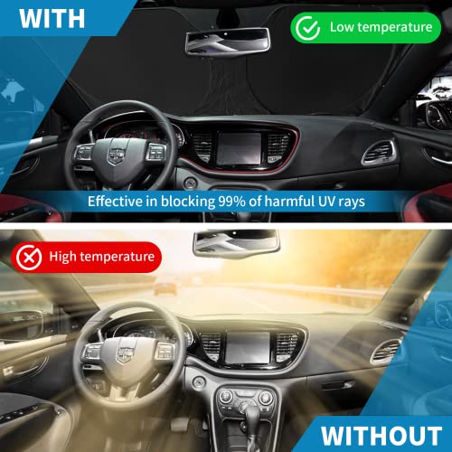 for Dodge Caravan 2006-2024 Front Windshield Sun Shade Sunshade-for Dodge Promaster 2014-2023 Windshield Cover, for Grand Caravan 2022 Reflective Protector Sun Visor Car Accessories(63" X 39.4")