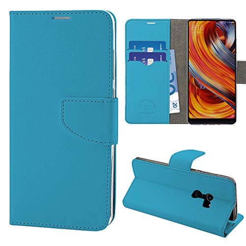NewTop - Funda compatible para Xiaomi Mi Mix 2, HQ Lateral Funda Libro Flip Magnética Billetera Simil Cuero Stand (Azurro)