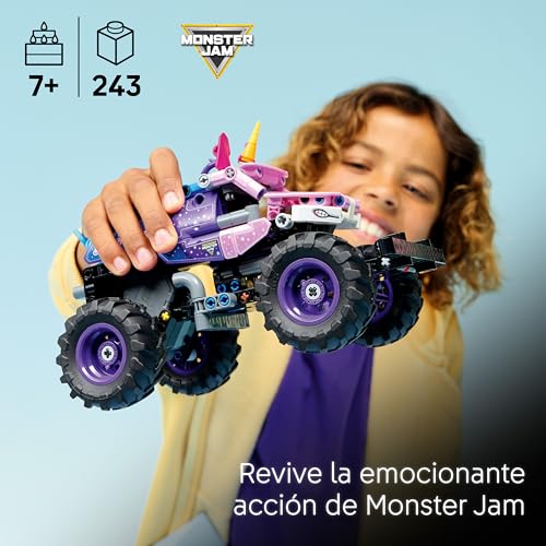 Miniatura 2 de LEGO Technic Monster Jam Sparkle Smash Pull-Back Truck Toy - Pink Unicorn Themed Race Car Model Kit - Creative Birthday Gift for 7+ Year Old Boys, Girls & Fans - 42220