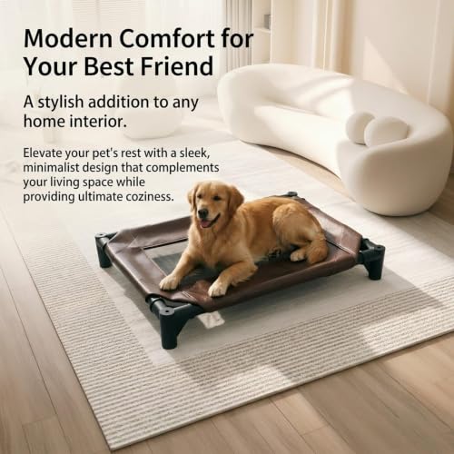 Cama elevada para perros de cuero sintético suave y hierro robusto 5