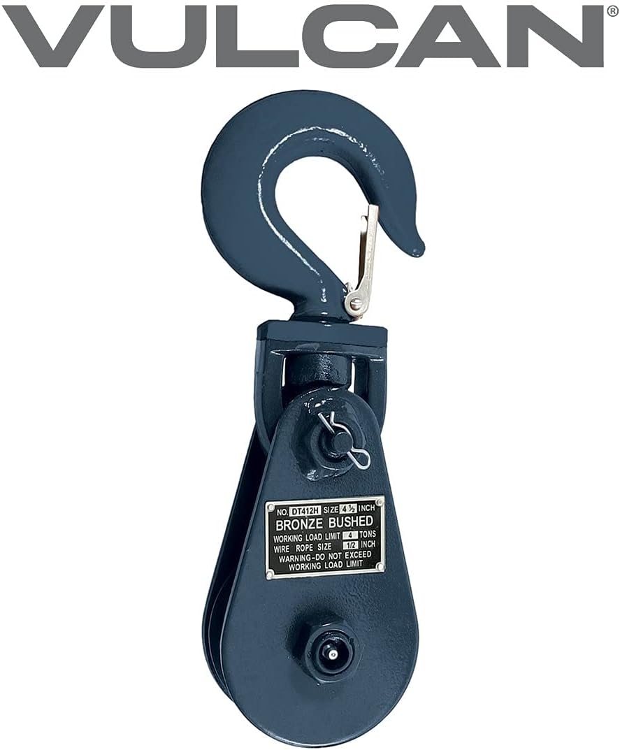 🔥 Cashback up to 70% VULCAN 4 Ton Snatch Block - 14 Inch - 4.5 Inch Sheave - 8,000 Pound Safe Working Load