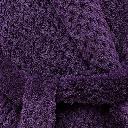 GIBZ Men Thick Fleece Robe Solid Plush Bathrobe with Pockets Shawl Collar3