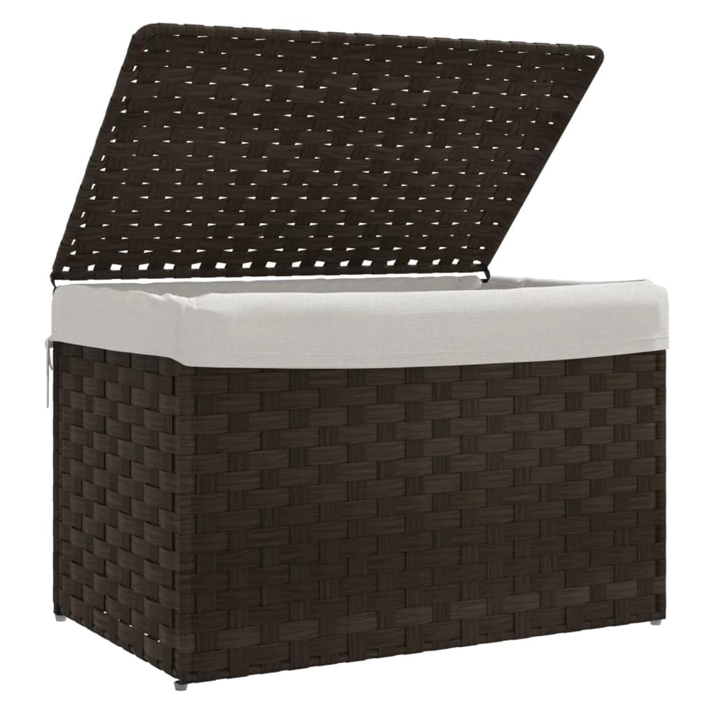 Cesto Biancheria Coperchio Marrone Scuro 55,5x35x34 Polyrattan,Casa e Giardino,Forniture domestiche,Forniture lavanderia,Cesti del bucato-372050
