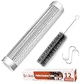 Pellet Smoker Tube,304 Premium Stainless Steel Smoke Tube,12'' Smoker Tube for Pellet Grill and Smoker with Brush -Hot or Cold Smoking Accessories
