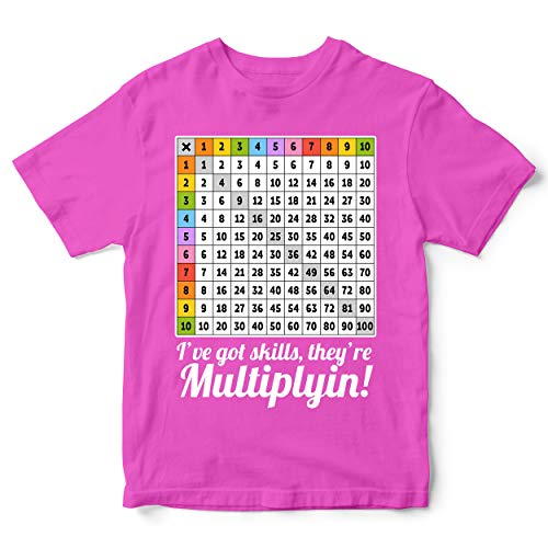 Maths Times Tables Grid Learning - Camiseta divertida multiplicación de matemáticas - Regalo para profesores de matemáticas Rosa Rosa Brillante 12-13 Años Cover