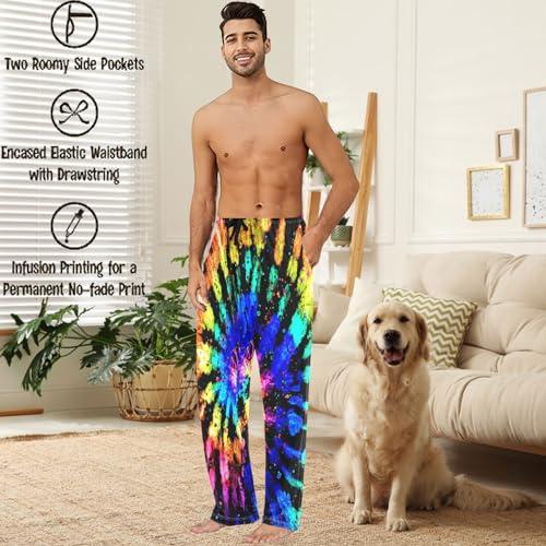 visesunny Mens Pajama Pants Funny Colorful Style Tie Dye Soft Men's Sleepwear Lounge Pants Pj Pants with Drawstring & Pockets2