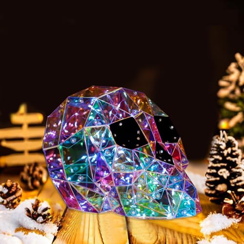 Crâne prisme LED veilleuse lumineuse design Halloween coloré