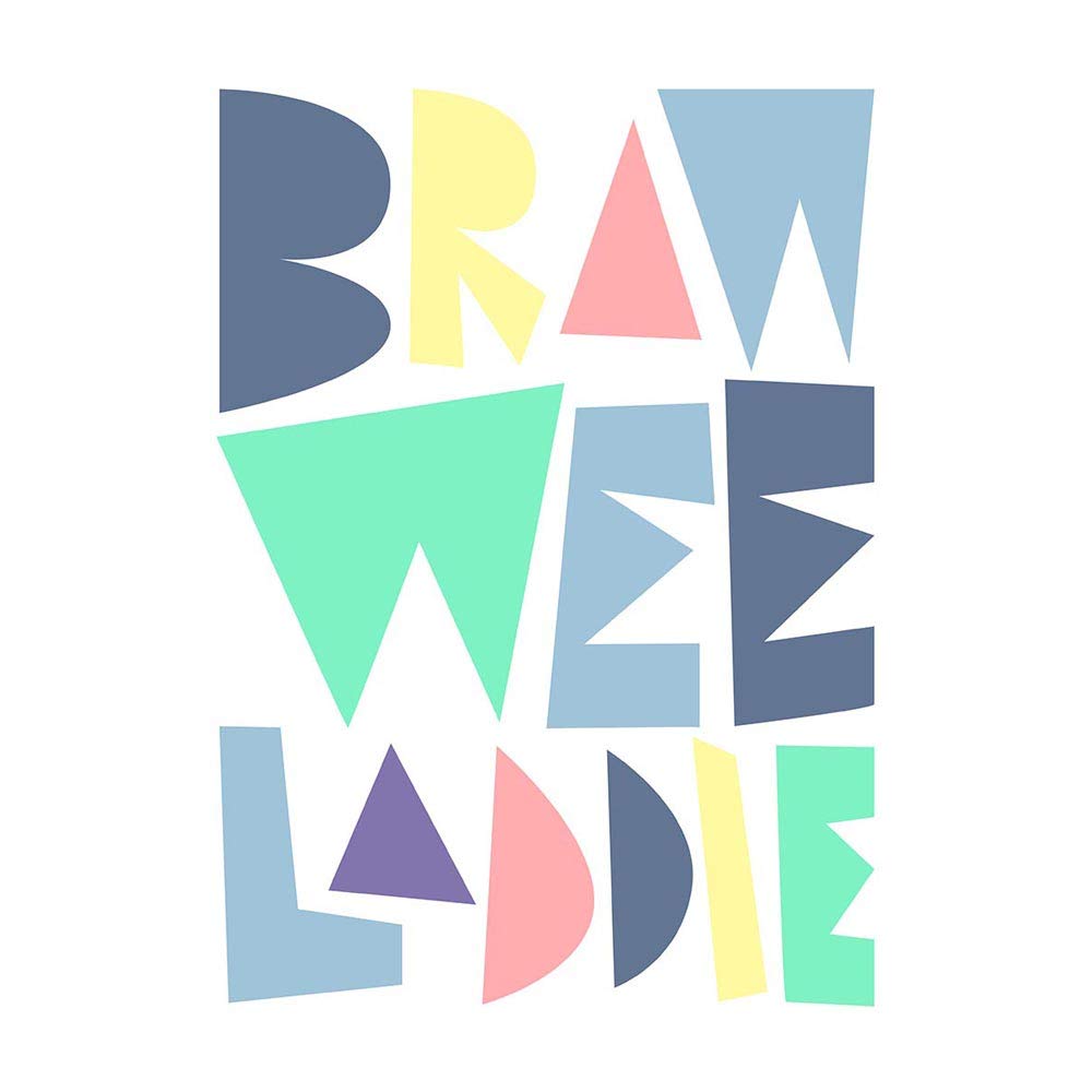 Braw Wee Laddie Colourful Baby Boy Scottish Art Print Poster Wall Decor 12X16 Inch