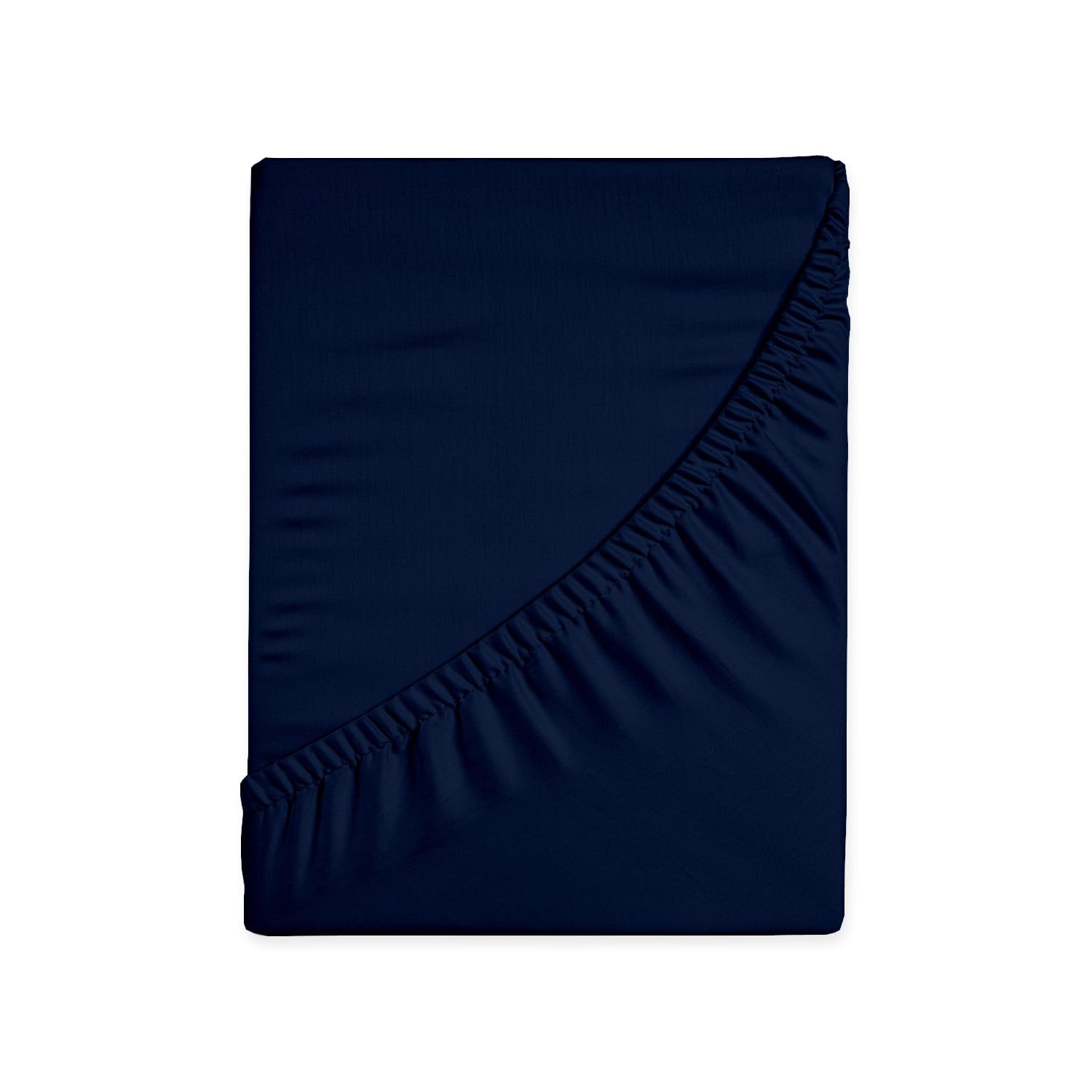 HUNTER BEDDING Pure 100% Cotton Small Double Fitted sheet 400 Thread Count Long Staple Cotton 1PC Fitted Sheet 120x200 cm,Sateen Weave 40cm Deep Fitted Sheets (Navy Blue)