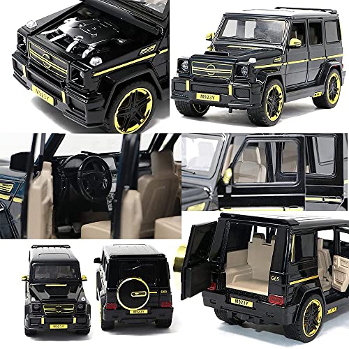 Image of DEUSON ECOM 1:24 G Wagon Toy Car for Kids G Class Diecast Metal Car Light Sound Pull Back Openable Dooor, White