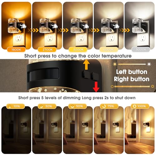 Image of L LOHAS LED Motion Sensor Night Light,5CCT Night Lights Plug into Wall | 2 Pack Color Temperature Change Night-Light,Acrylic Bubble Dimmable Nightlight with Dusk to Dawn Sensor for Bathroom Hallway