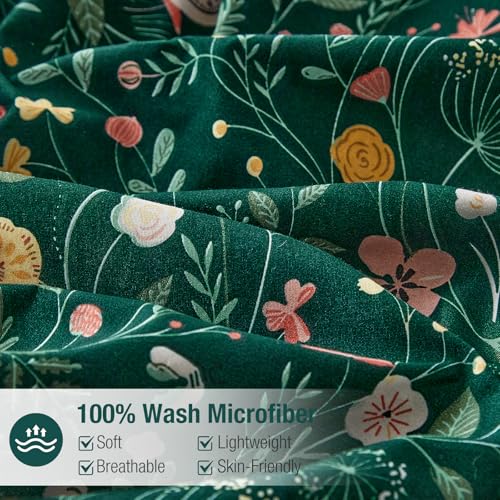 Image of Lekesky King Size Reversible Duvet Cover, Duvet Cover King Size 3 Piece Insect World Microfiber Botanical Bedding Set with Zipper Closure 8 Corner Ties