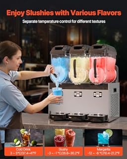 Commercial Slushy Machine, 12Lx3 Triple Tank Frozen Beverage Dispenser, 144 Cups Stainless Steel Smoothie and Frozen Drink Maker, Slushie Machine for Home Gatherings, Restaurants, Cafes, and Bars