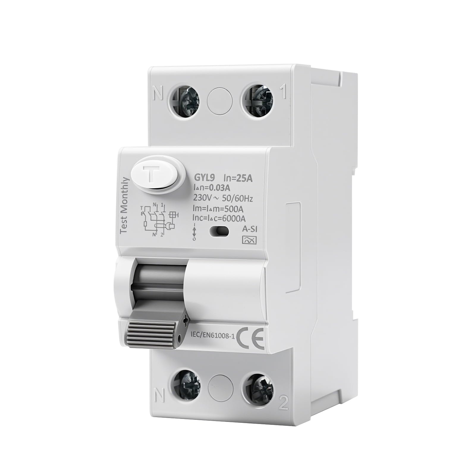 Diferencial Superinmunizado 25A 30mA 2P Interruptor de Corriente Residual Electromagnético con Protección Contra Sobretensiones Supresión Armónica Protección Contra Interferencias Electromagnéticas