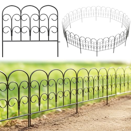 Thealyn 40cm (H) x 2.35m (L) Dekorative Metall Gartenzaun Panel Set Outdoor Patio elegante Landschaft Fechten Rostfrei Schmiedeeisen Gartenzaun Einfassung Blumenbeet, Tier Barriere Grenze