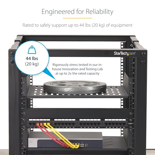 Image of StarTech 2U Vented Server Rack Shelf, 16in, 44lb (CABSHELFV2U-16-RACK)