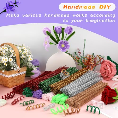 ZXIIXZ Pipe Cleaners, 100Pcs Pipe Cleaners Supplies for Flower Making DIY Craft, Chenille Stems Art Supplies for Festivals Bouquet DIY Crafts Decorations/Purple - Image 7