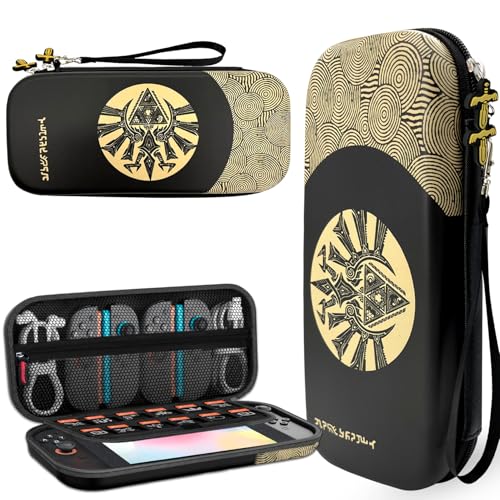 LuxVrilian Étui Switch 2, Pochette de Protection pour Switch 2 (2025), Rangement pour 10 Cartes de Jeu, Motif Zippé, Noir
