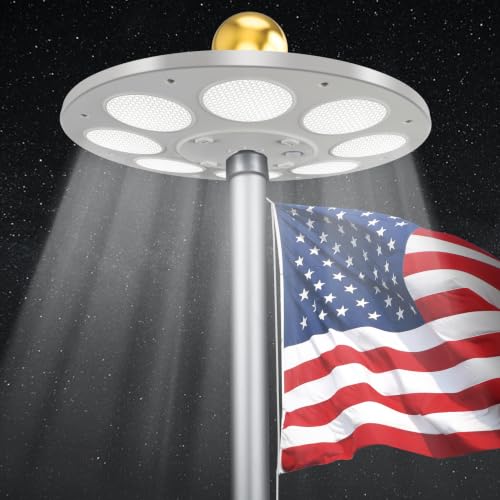 Solar Flag Pole Light, 136 LED 1500 Lumen 15 H...
