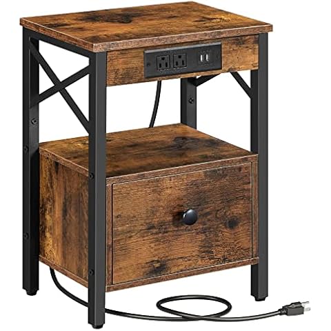 HOOBRO Nightstand with Charging Station Cover