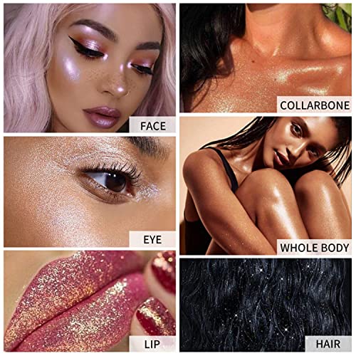 Polvo De Hadas Highlighter Powder Stick, Body Glitter Powder Stick, High Gloss Fairy Glitter, Sparkle Patting Powder, For Face Eyes Lips Hair Body, Christmas Gifts For Girls (#01 White Moonbeam) #TOP6